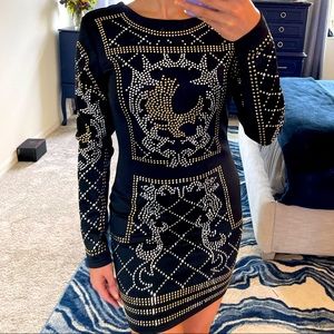 Beaded long sleeve dress